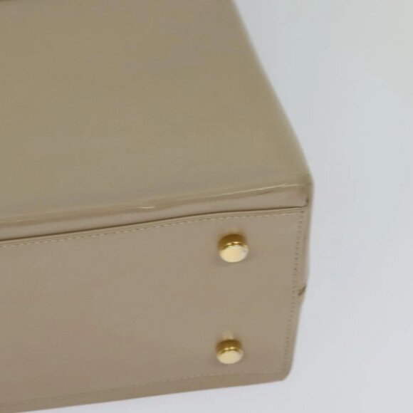 Salvatore Ferragamo Gancini Hand Bag Leather 2way Beige Gold Auth 125026 - Picture 3 of 16